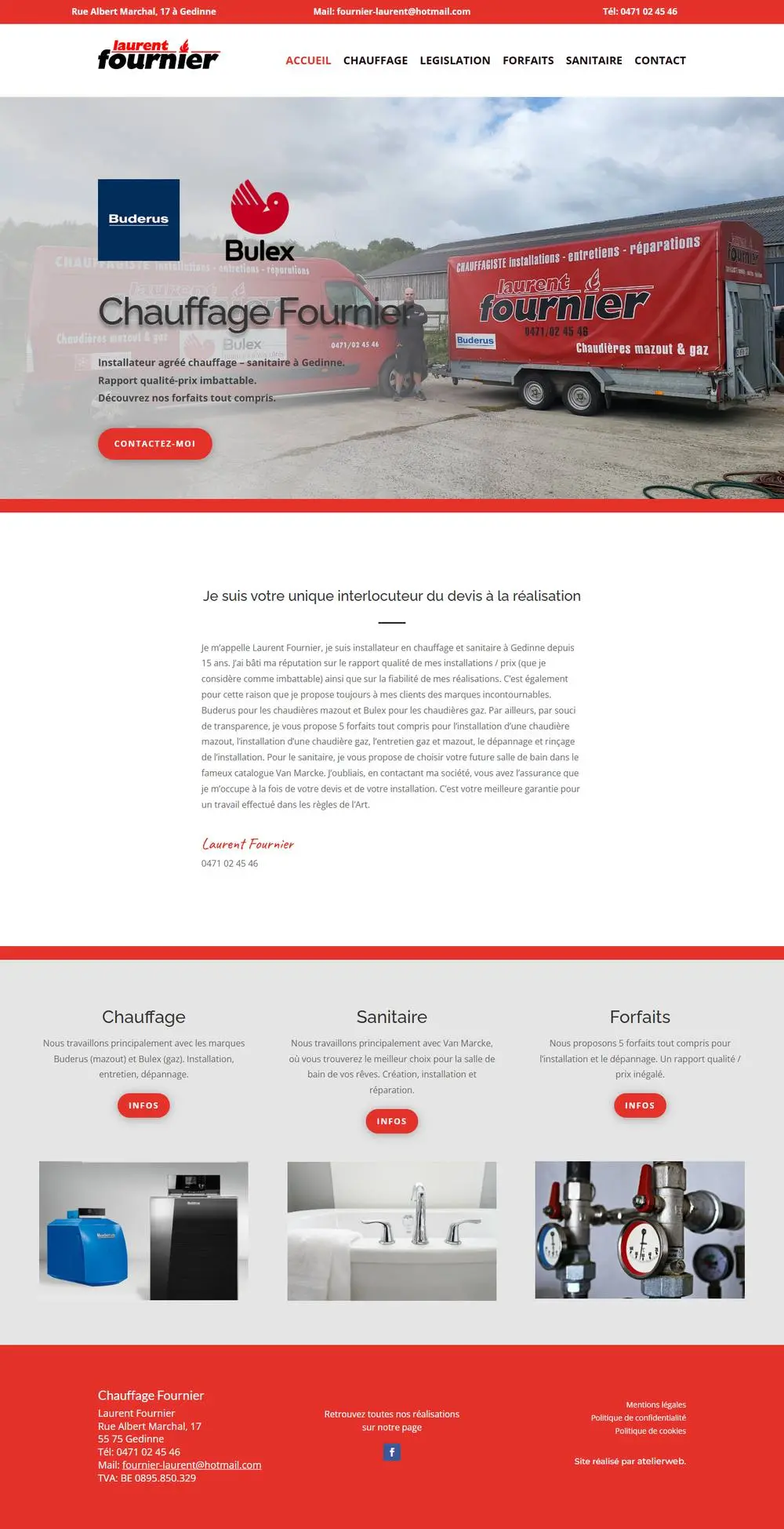 Chauffage Fournier: Site pour Chauffage Fournier à Gedinne : Laurent Fournier installe chauffage et sanitaire (Buderus, Bulex) avec quinze ans d'expérience.