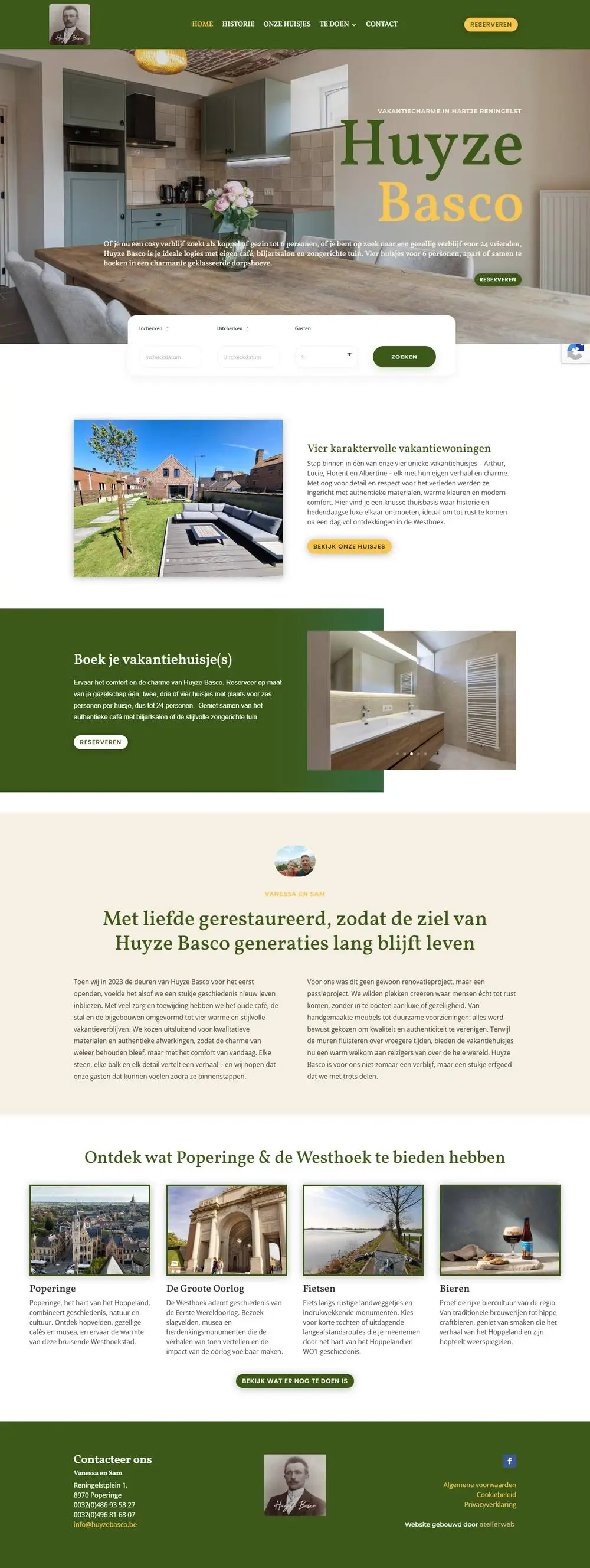 Huyze Basco: Vier vakantiewoningen in een gerenoveerd dorpscafé in Reningelst, met een eigen boekingsmodule naast Booking.com: een tweede bron van boekingen, zonder commissie.