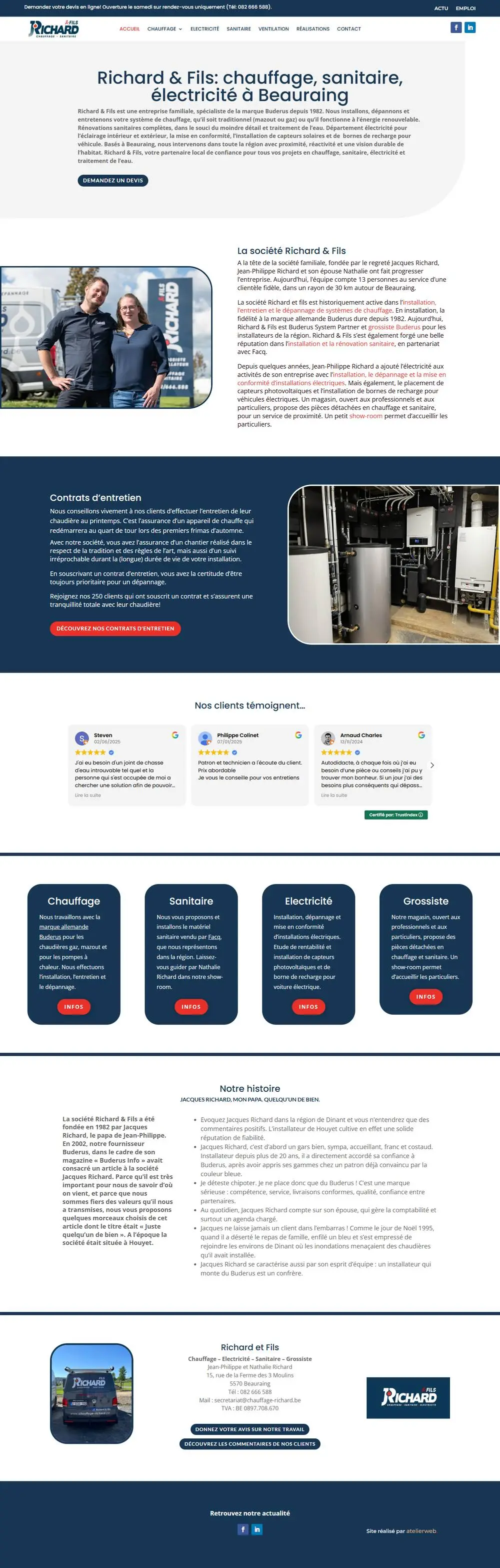 Richard et Fils: Site, page Facebook et autocollants pour Richard et Fils, chauffagiste et grossiste de Jean-Philippe Richard à Beauraing.